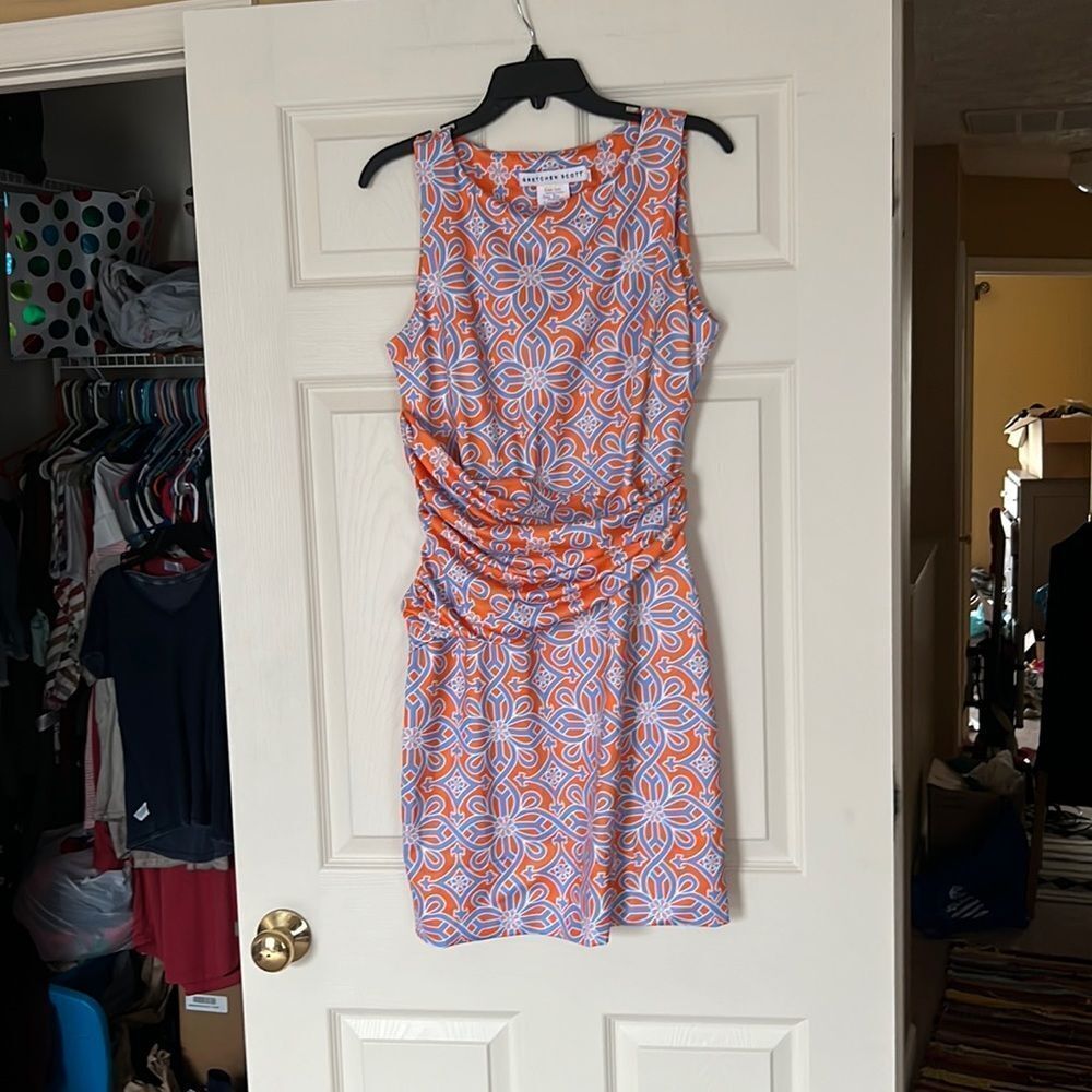 Gretchen scott orange blue dress small